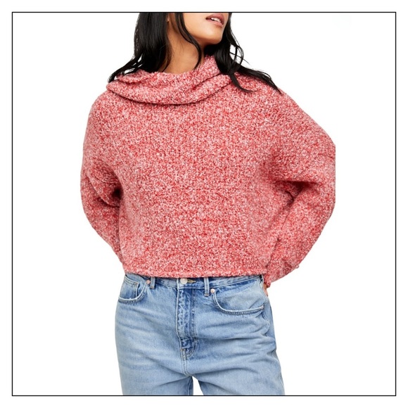 FREE People Red BFF Cowl Neck Slouchy Sweater - Picture 6 of 8